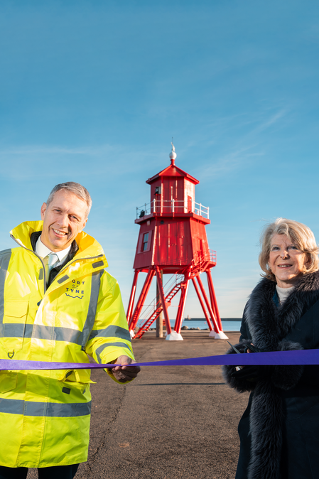 Dame Margaret Barbour at the Groyne, South Shields Dame Margaret Barbour at the Groyne, South Shields