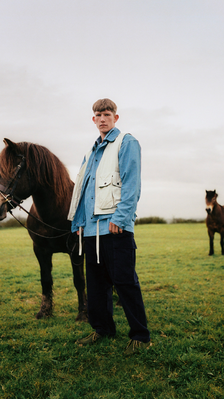 Barbour Heritage+ collection banner featuring the Barbour Markham Chambray Shirt and Barbour Modified Westmorland Vest