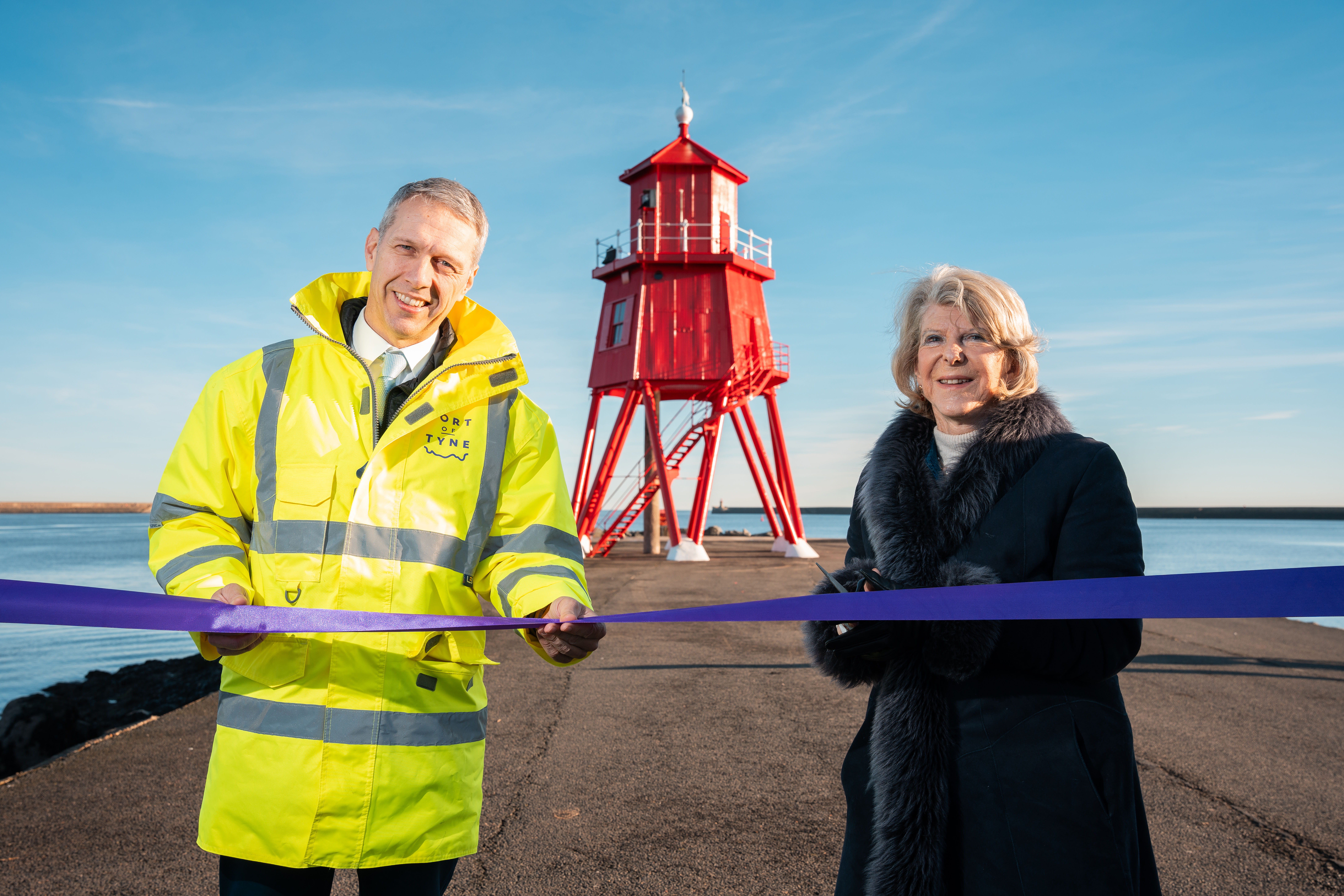 Dame Margaret Barbour and the Herd Groyne Lighthouse