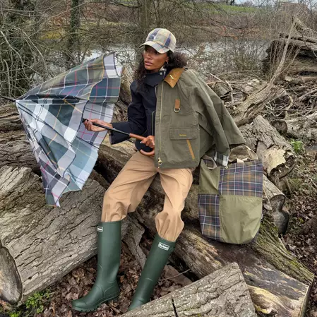 Chey Maya wearing the Barbour Icons Spey Showeproof Jacket