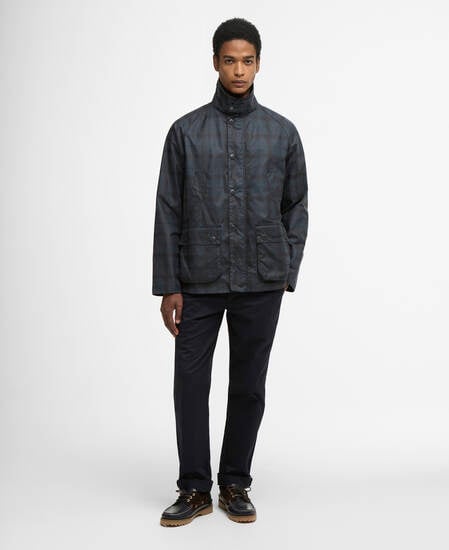 Tartan Ambleside Waxed Jacket Navy Tartan