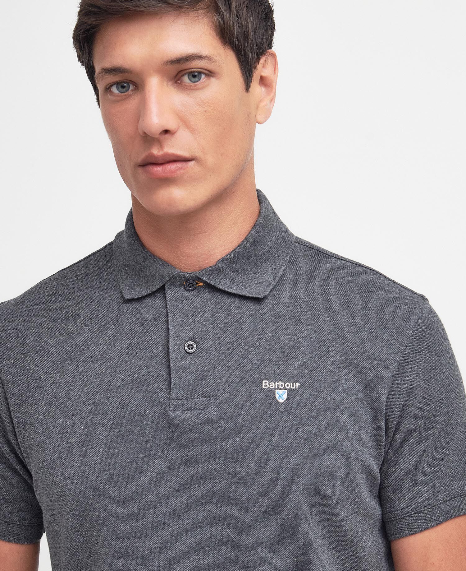 Tartan Pique Polo Shirt Slate Marl