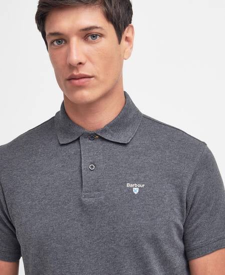 Tartan Pique Polo Shirt Slate Marl