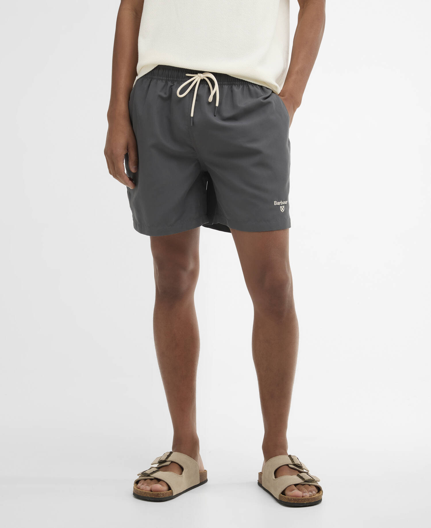 Water Reactive Leaf Print Swim Shorts Asphalt image number 1