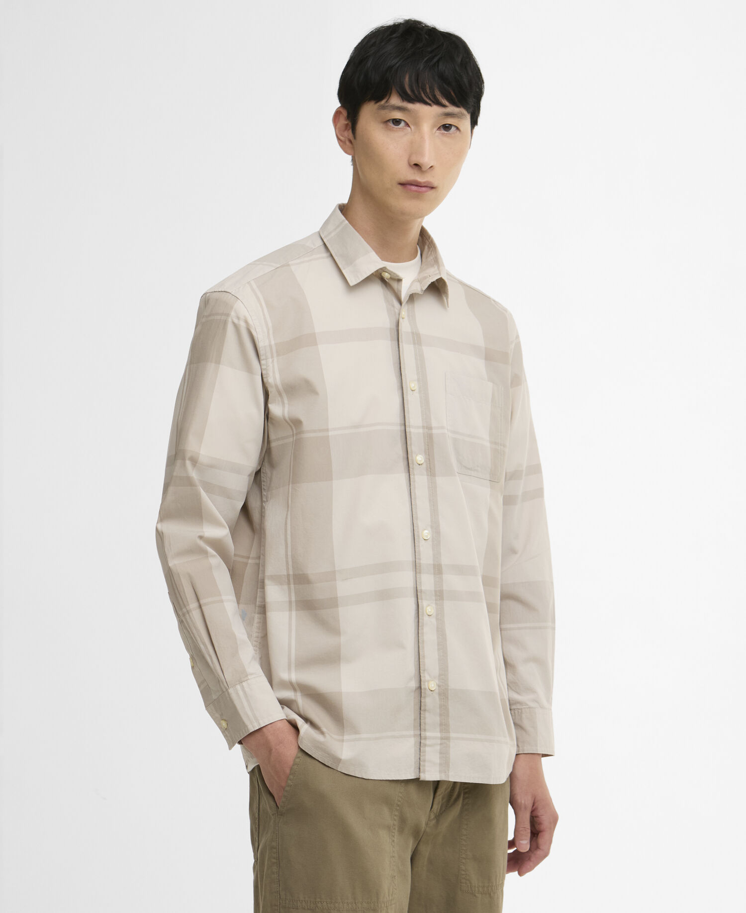 Camicia oversize Tunstall in tartan tono su tono Mist