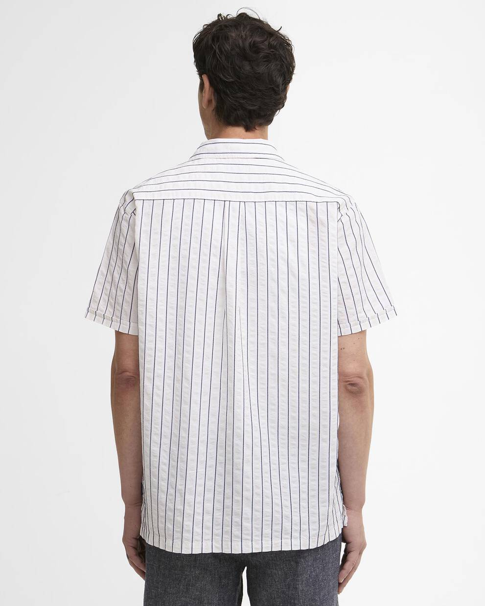 Camicia Park a maniche corte in seersucker con motivo a righe