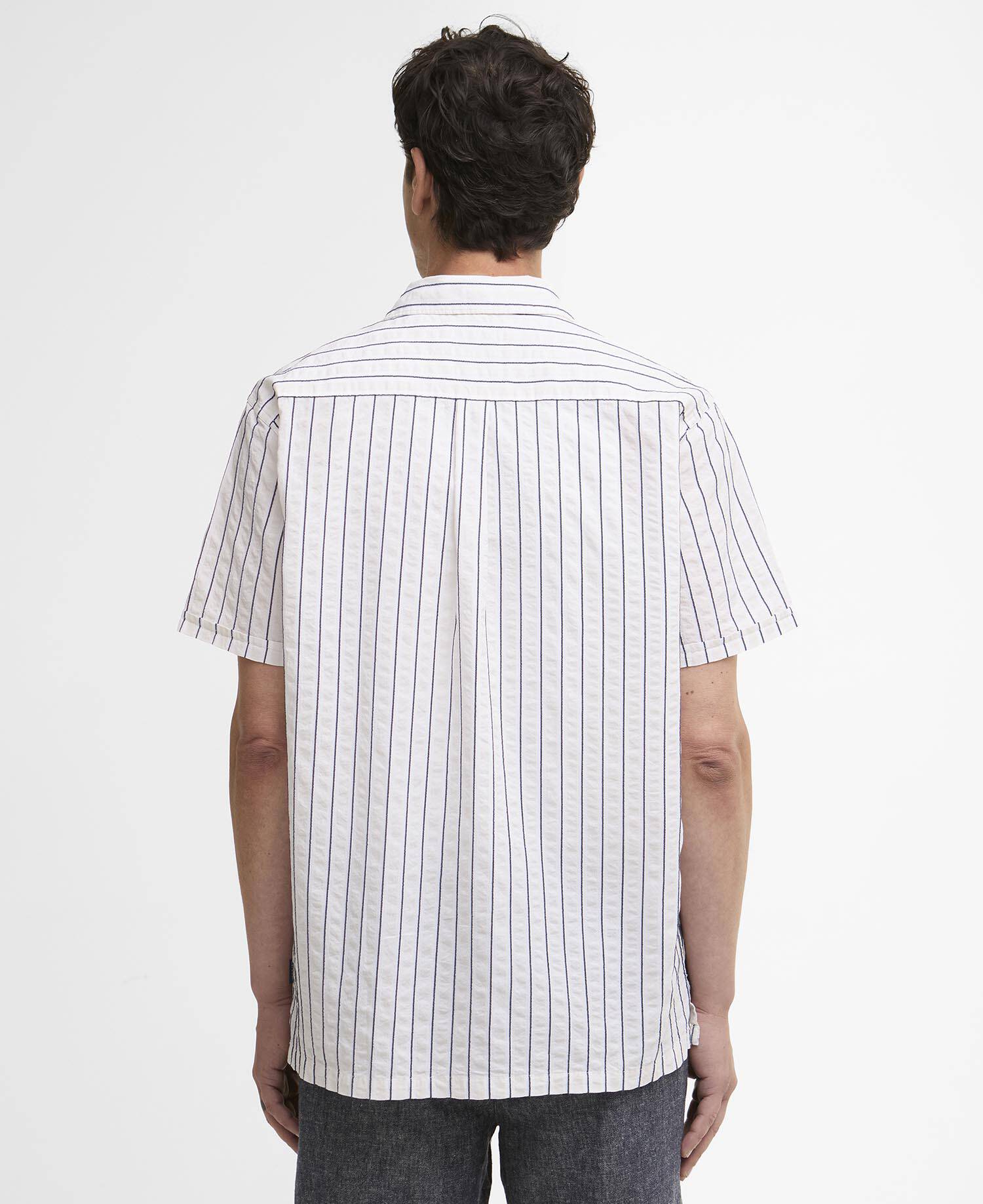 Park Seersucker Striped Short-Sleeved Shirt Whisper White image number 2