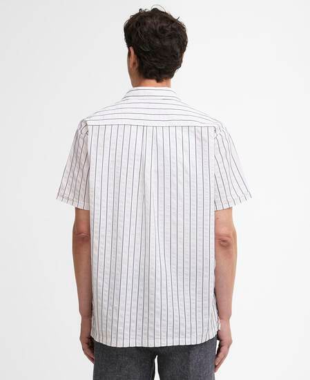 Park Seersucker Striped Short-Sleeved Shirt Whisper White