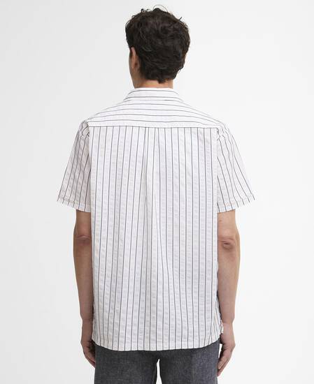 Camicia Park a maniche corte in seersucker con motivo a righe Whisper White