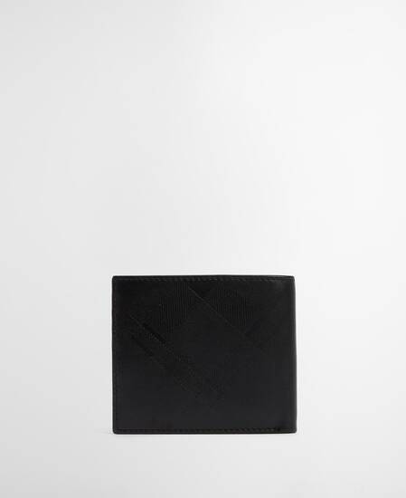 Brunton Leather Wallet Black Deboss Tartan