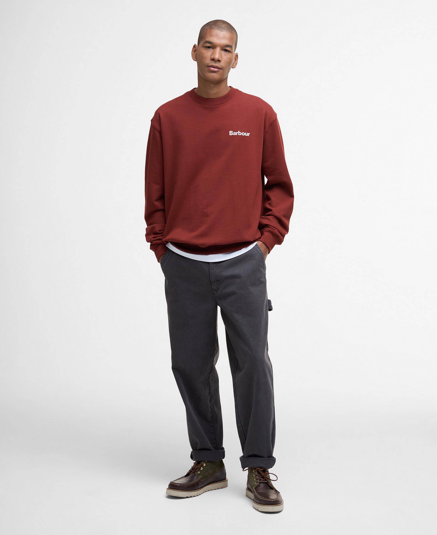 Firbank Relaxed Crew Neck Sweatshirt Fired Brick image number 1