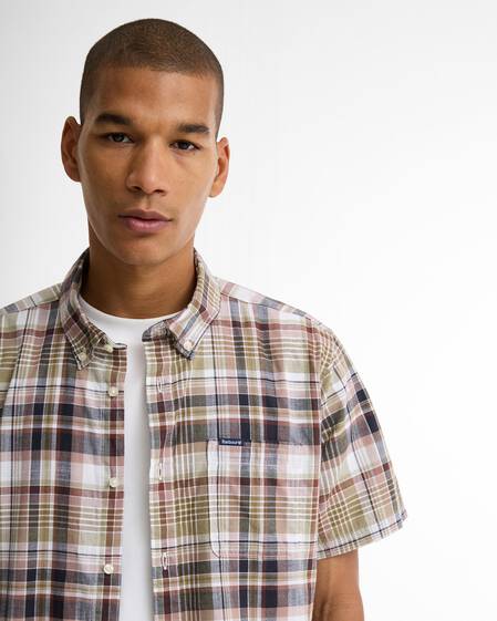 Baycliff Checked Tailored Short-Sleeved Shirt Burnt Pepper