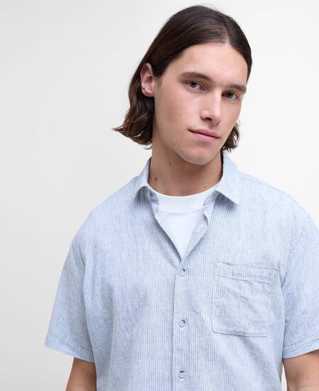 Tindale Striped Short-Sleeved Shirt Bleached Blue