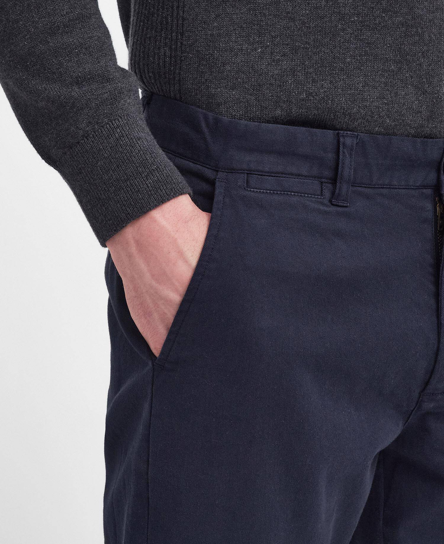 Washed Stretch Tailored Trousers Dark Navy image number 3