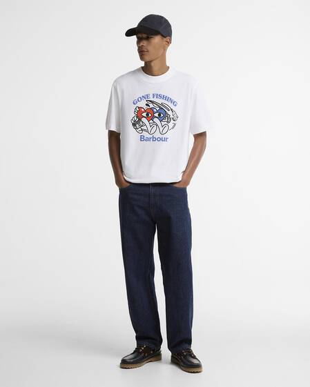 Barbour x Mul T-Shirt Gone Fishing Relaxed White