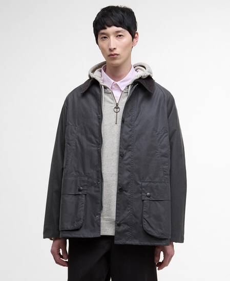 Oversized Bedale Waxed Jacket Classic Grey