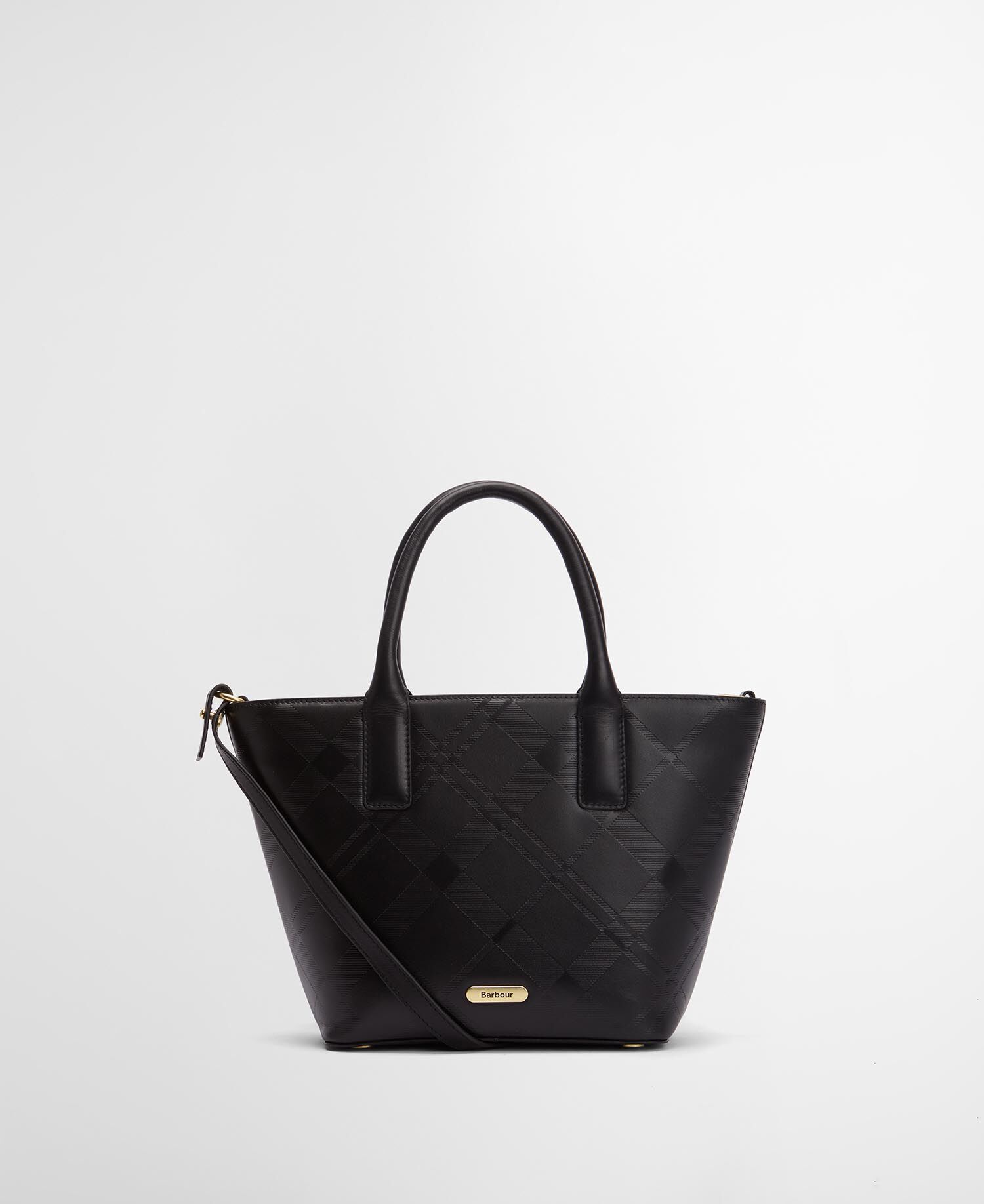 Leder Tote Bag Birch Black/ Deboss Tartan