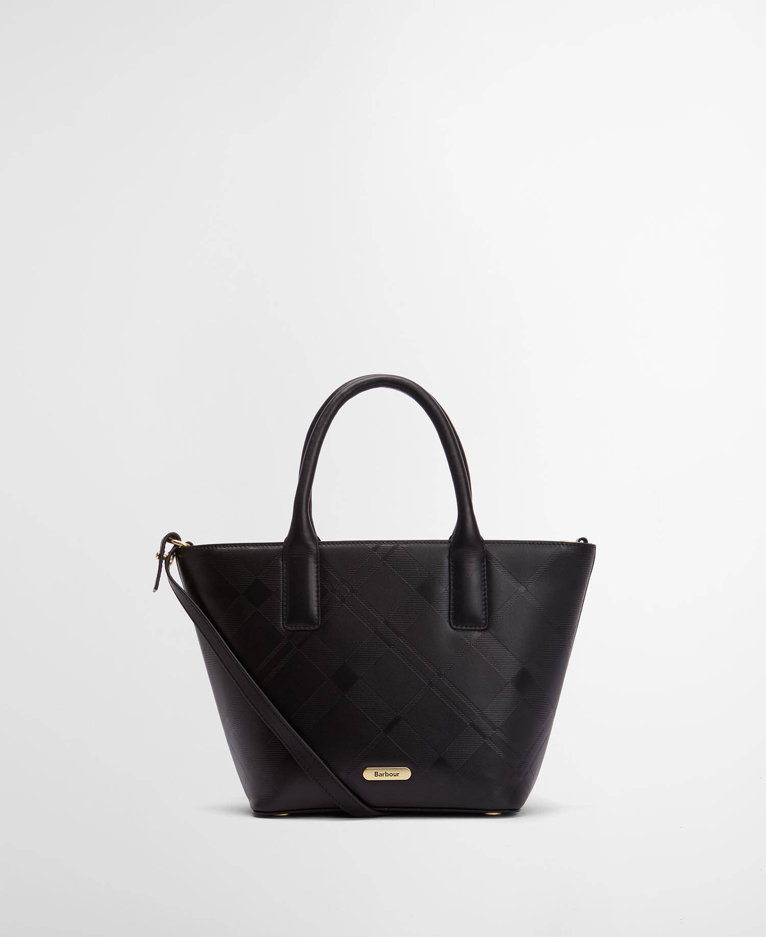 Leder Tote Bag Birch Black/ Deboss Tartan image number 0