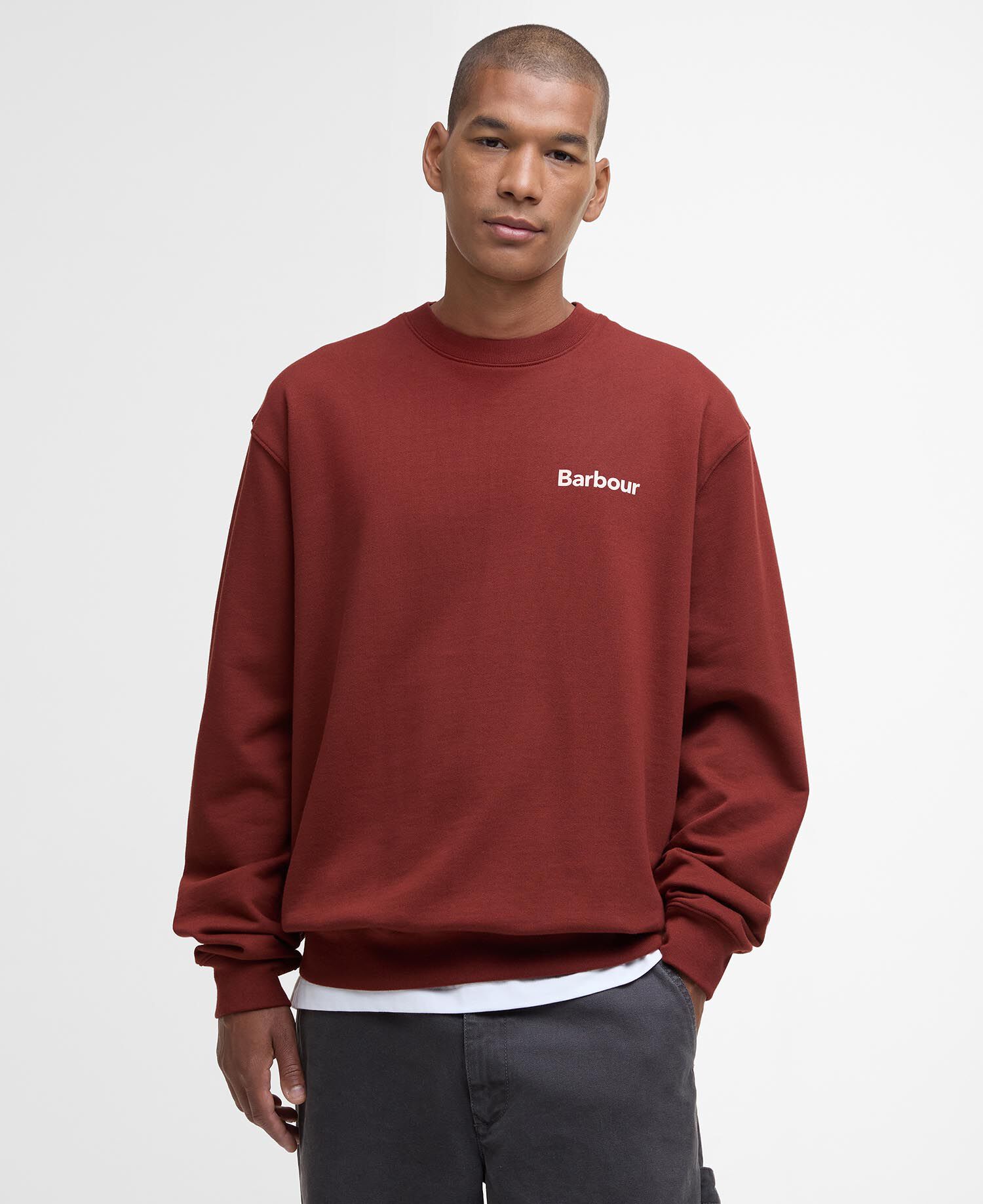 Firbank Relaxed Crew Neck Sweatshirt Fired Brick