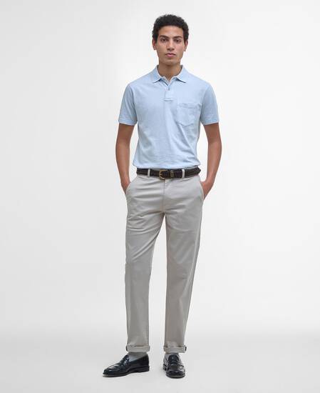 Pigment Dye Slub Polo Shirt Bleached Blue Pigment Dye Slub Polo Shirt Bleached Blue