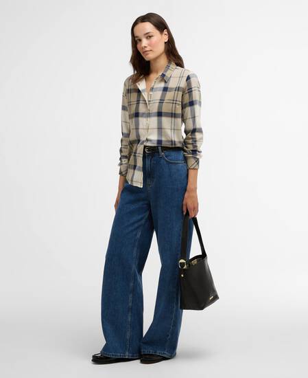 Bredon Regular Long-Sleeved Shirt Dress Navy Tartan