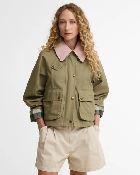 Cropped Beadnell Casual Jacket Bleached Olive/Ancient/Gardenia