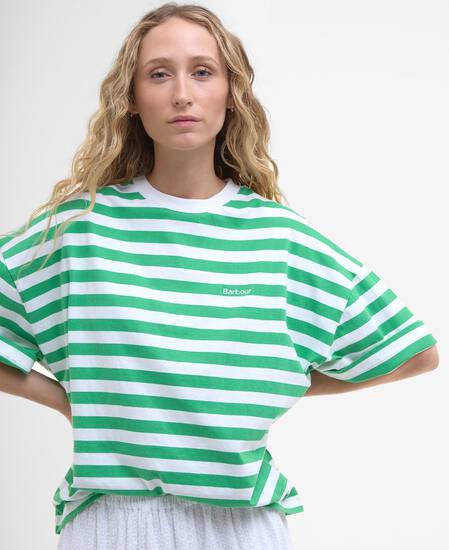 T-shirt oversize Abby con motivo a righe White/Kelly Green