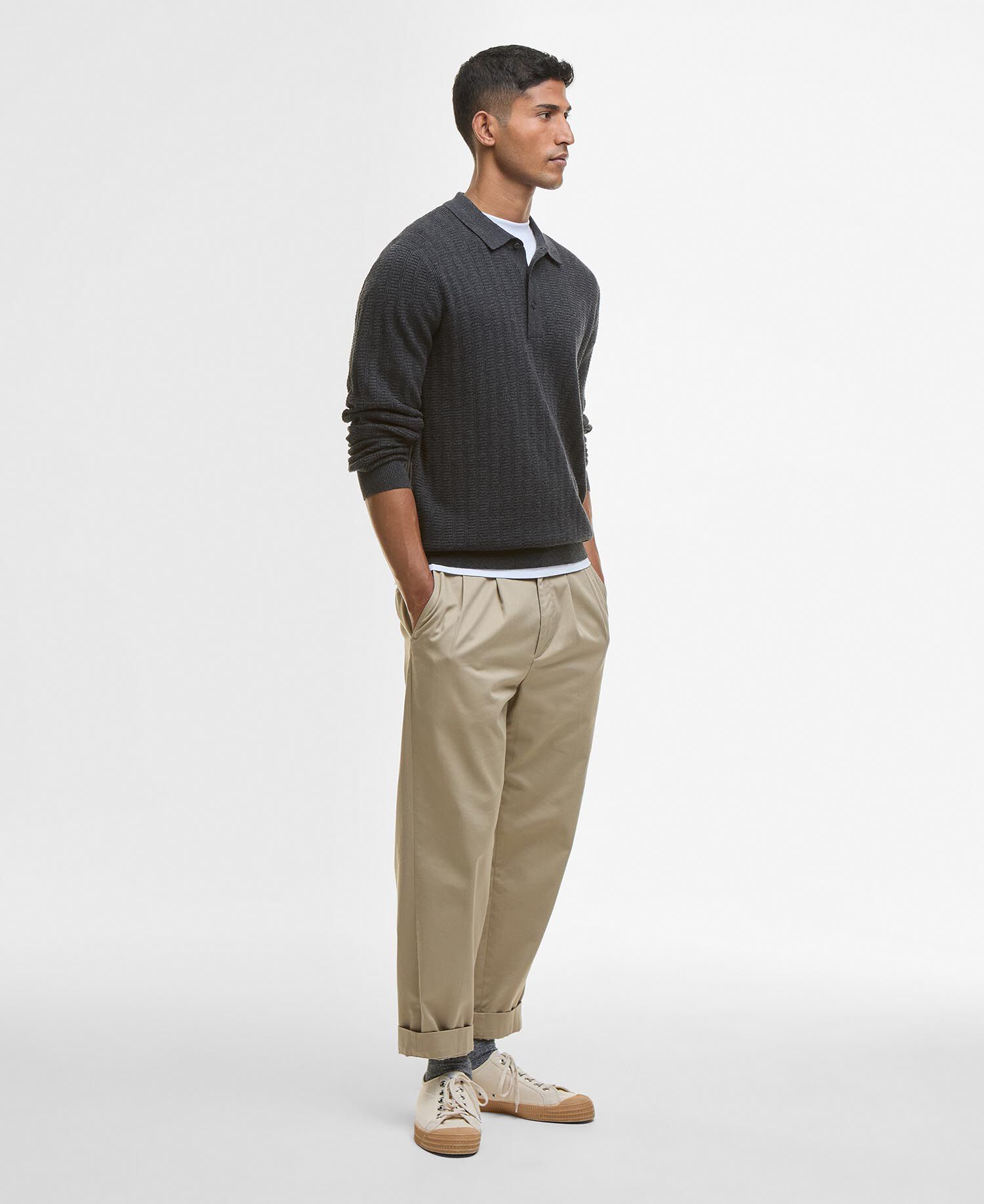 Smeaton Knitted Polo Black Marl