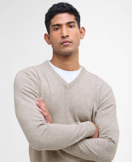 Essential V-Neck Jumper Washed Stone Essential V-Neck Jumper Washed Stone