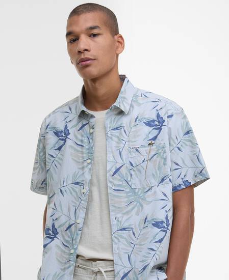Valleyfield Palm-Print Short-Sleeved Shirt Bleached Blue Valleyfield Palm-Print Short-Sleeved Shirt Bleached Blue