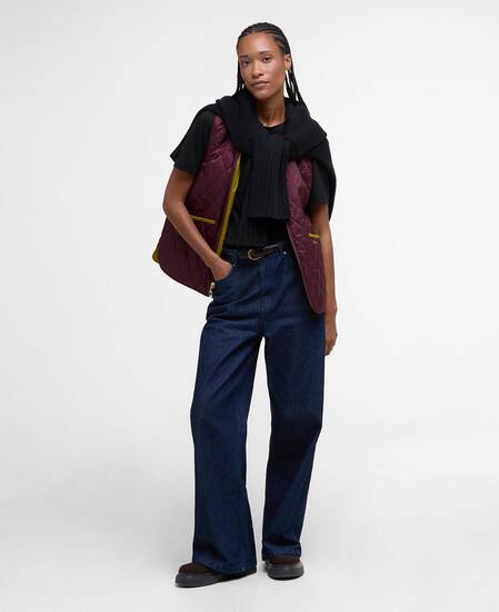 Gilet trapuntato reversibile My Barbour Aubergine/Pollen