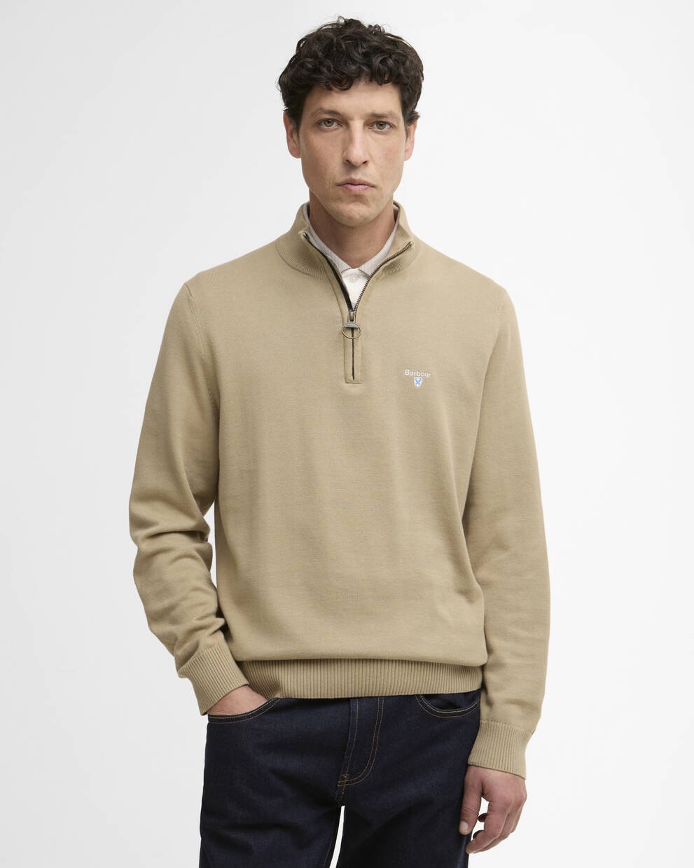 Maglione con zip corta in cotone compatto Lingwood