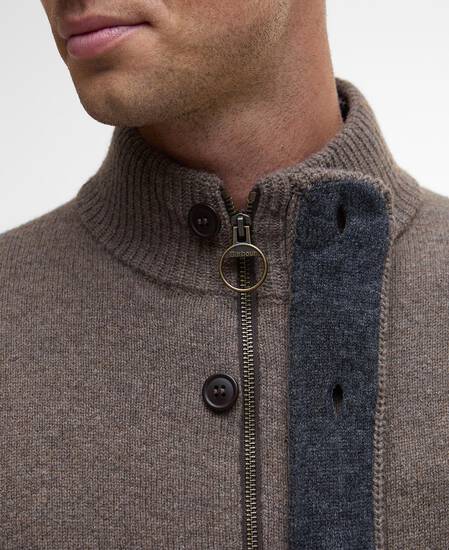 Essential Elbow-Patch Cardigan Dark Stone