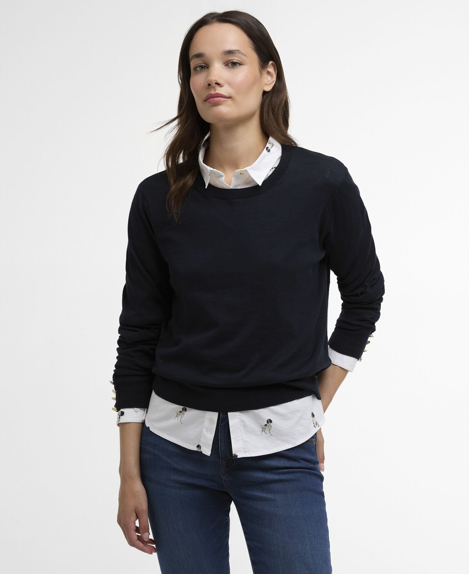 Clover Crew-Neck Jumper Navy