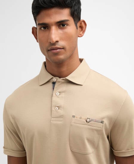 Polo Corpatch a maniche corte leggermente aderente Washed Stone