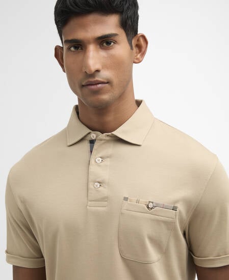 Polo Corpatch a maniche corte leggermente aderente Washed Stone