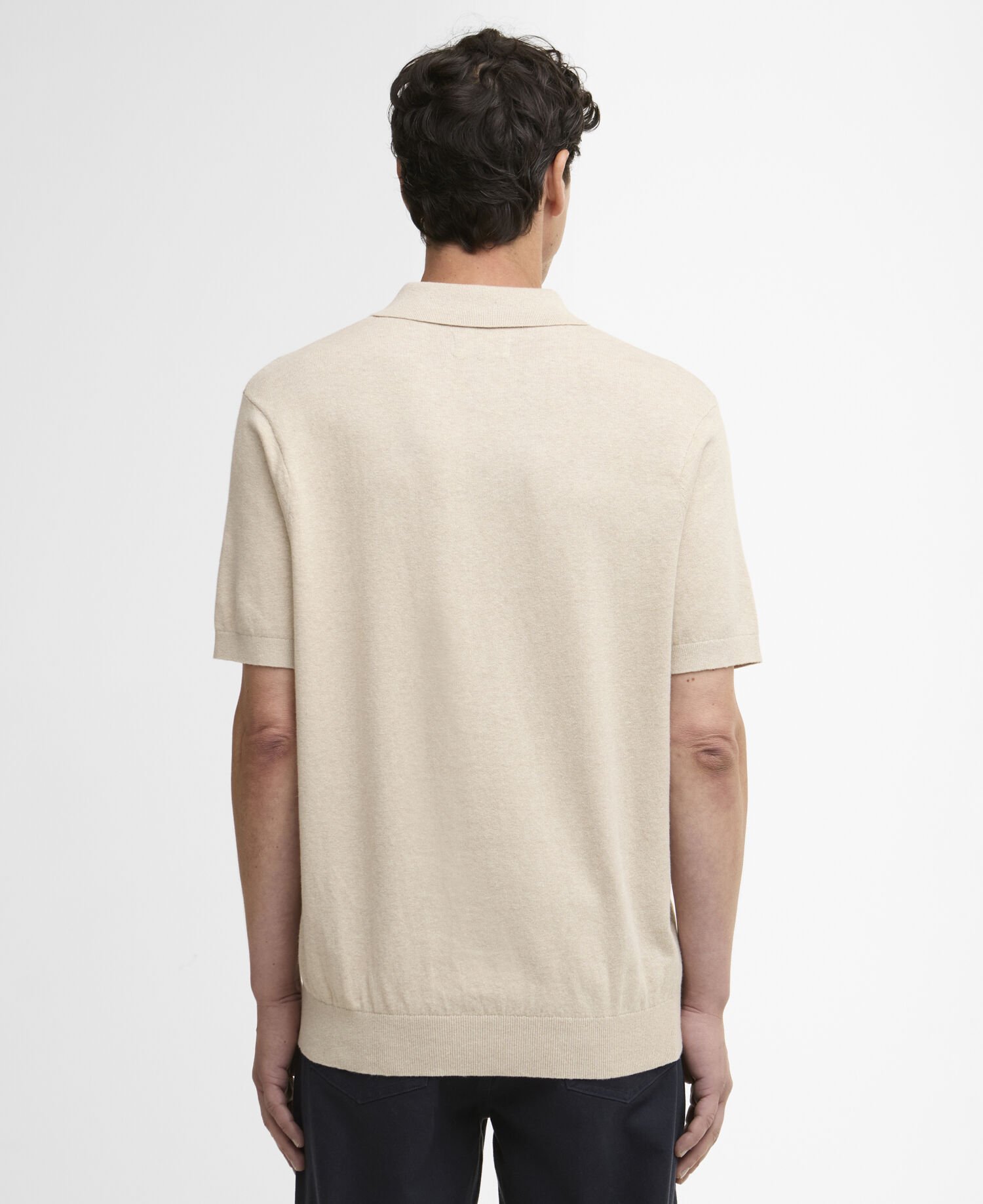 Muston Linen-Blend Knitted Polo Shirt Washed Stone