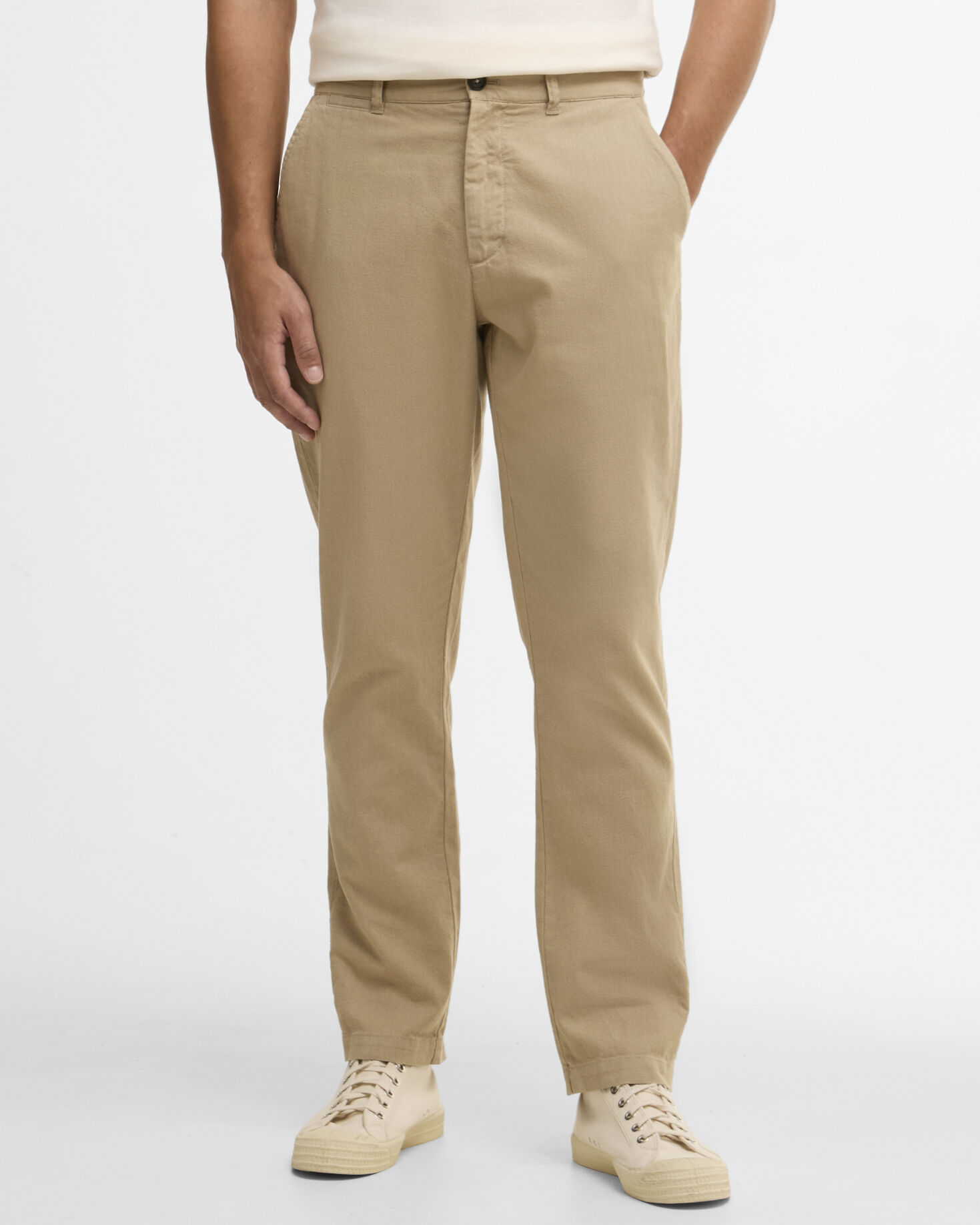 Hose Tailored aus Leinen-Mix Washed Stone
