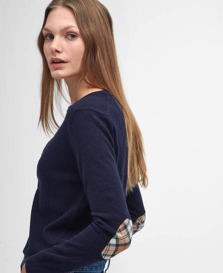 Pendle Cardigan Navy-Hessian Tartan