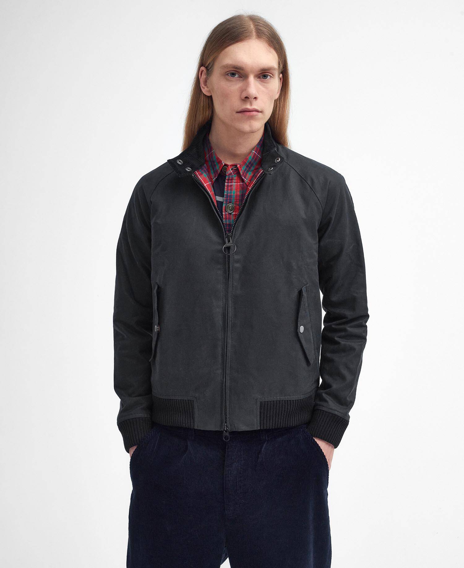 Barbour x Baracuta Porton Waxed Harrington Jacket Black image number 0