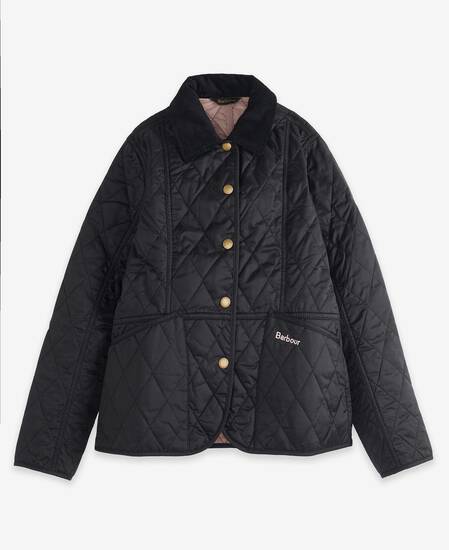 Girls Summer Liddesdale Quilted Jacket Black-Gardenia Girls Summer Liddesdale Quilted Jacket Black-Gardenia