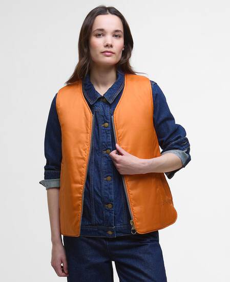 Gilet trapuntato reversibile My Barbour Timberwolf/Marigold