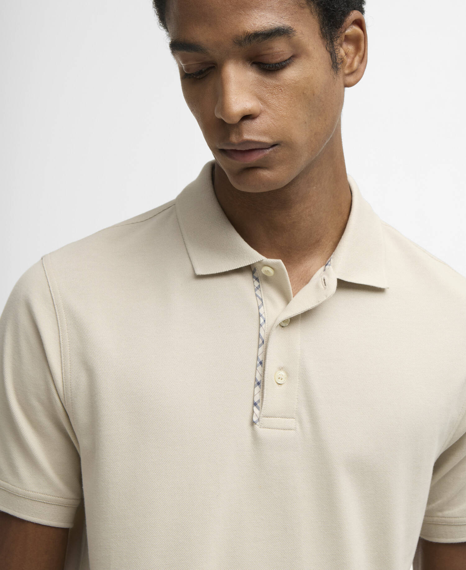 Reston Tartan Trim Tailored Polo Shirt Mist image number 3