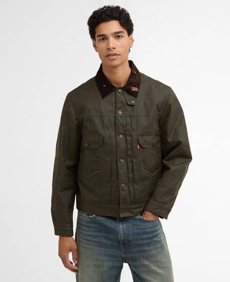 Barbour x Levi's Type II Waxed Jacket Archive Olive