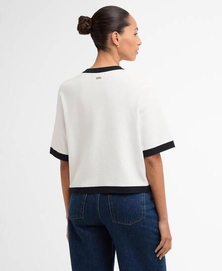 Cardigan Sloane a maniche corte Cloud/Navy