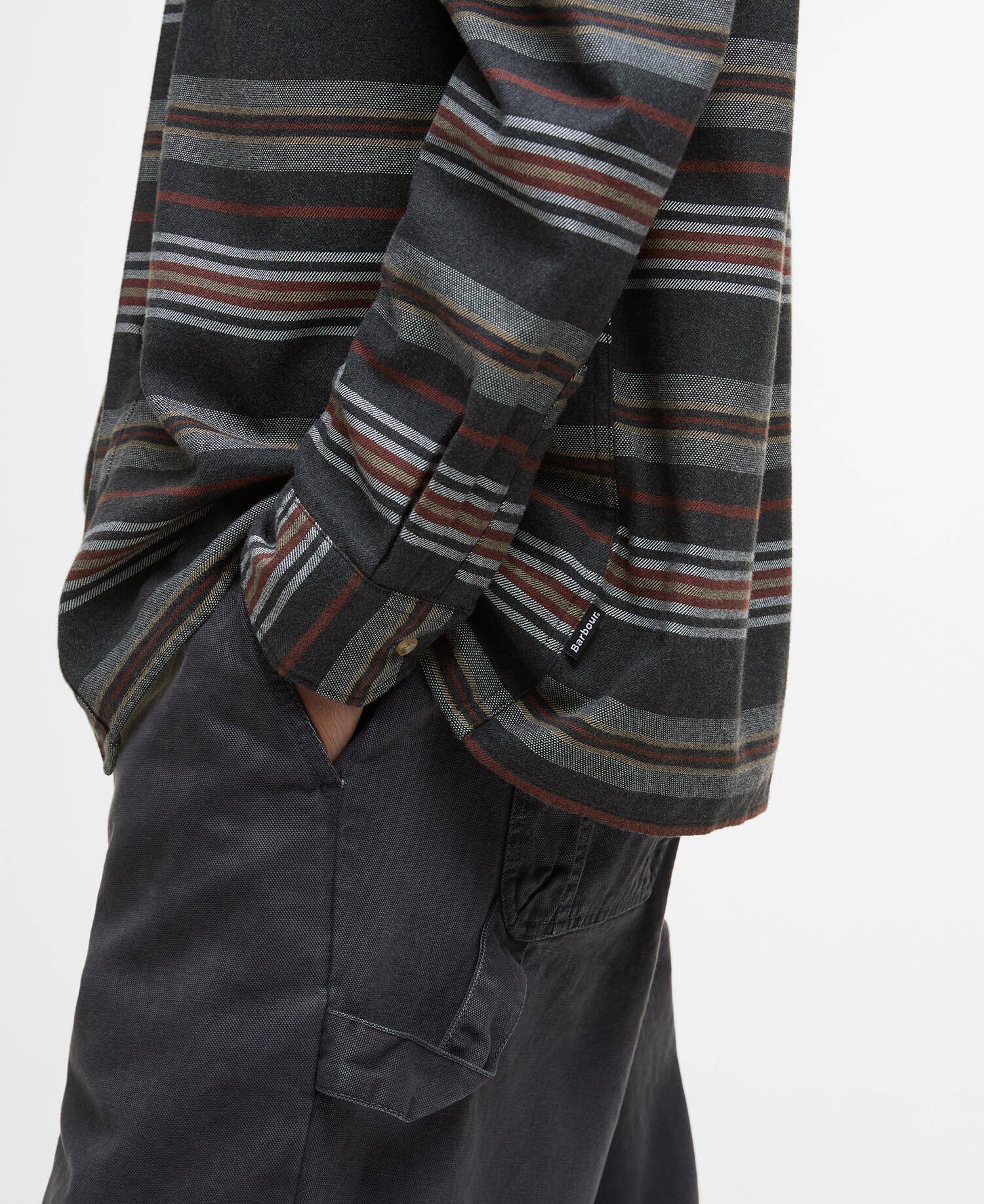 Bowscale Striped Relaxed Shirt Charcoal Marl image number 4