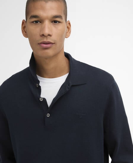 Pima Cotton Knitted Polo Shirt Navy