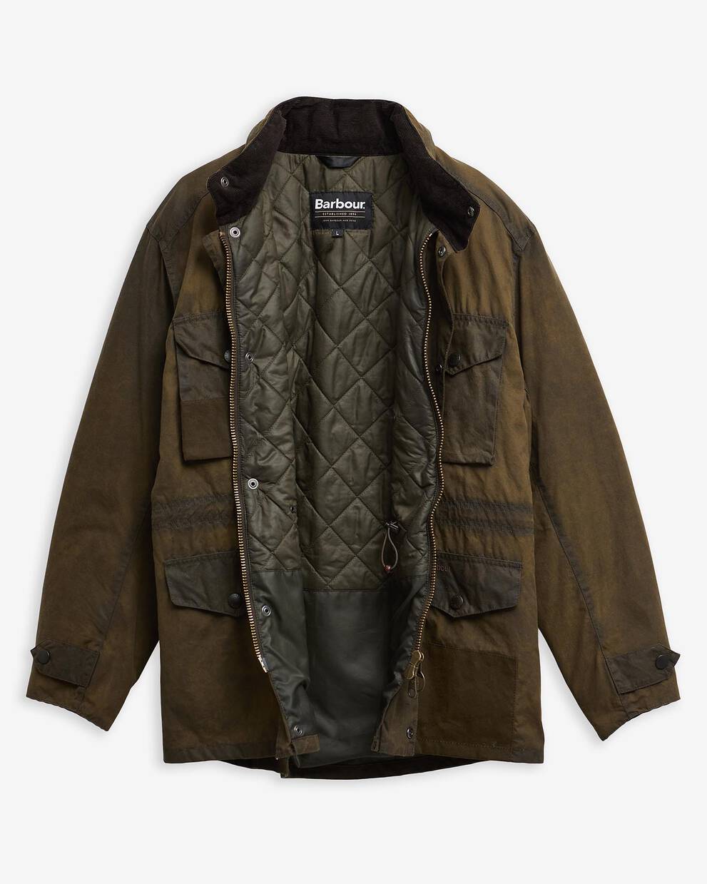 Barbour Re-Loved Sapper Waxed Jacket - Size L Olive