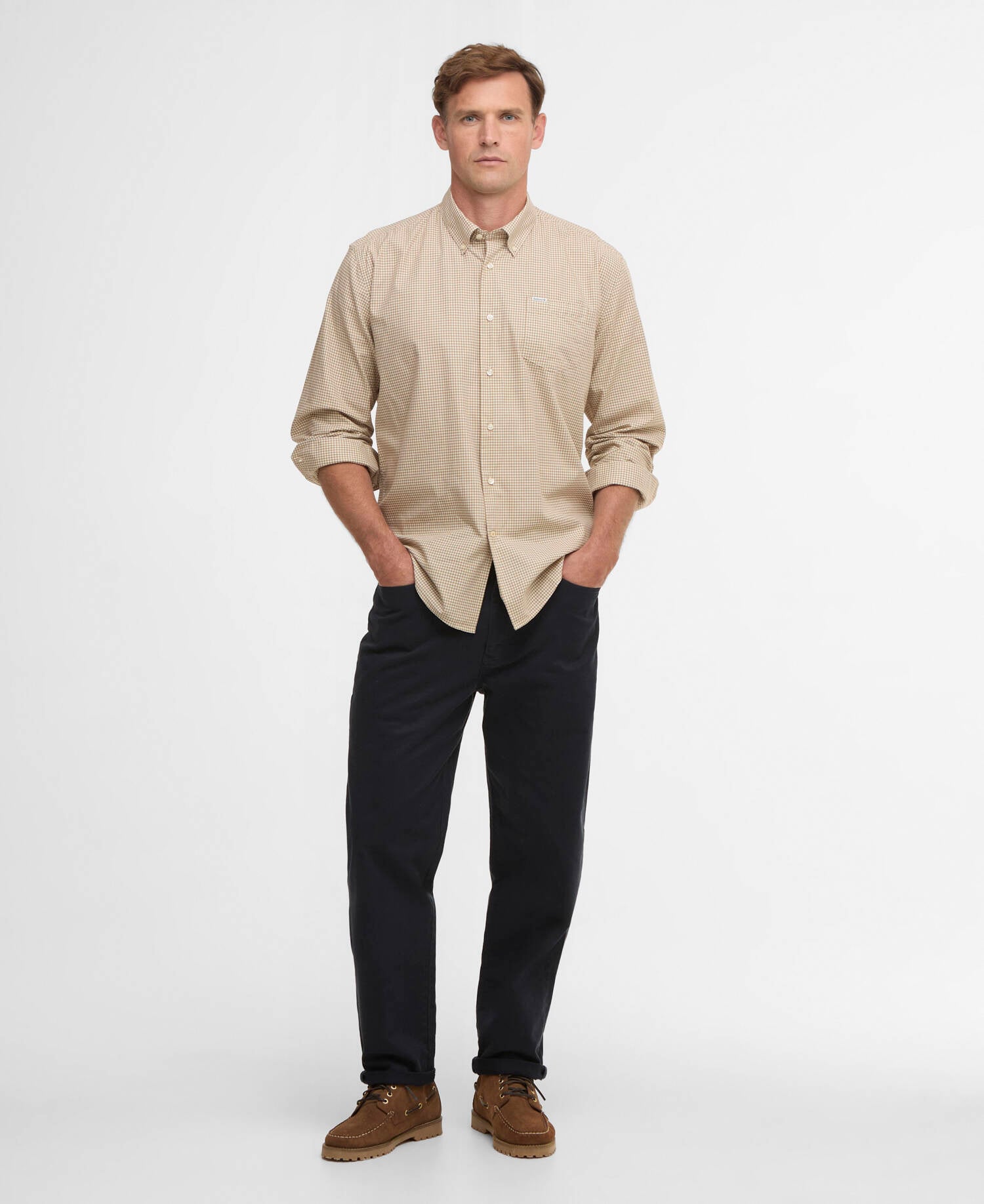 Camicia Finwell a maniche lunghe leggermente aderente Stone image number 1