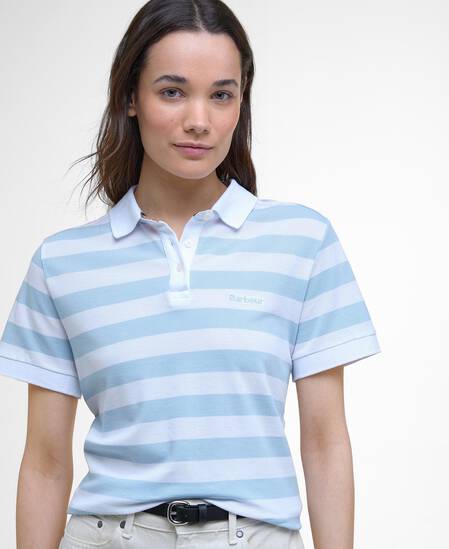 Ashbourne Striped Polo Shirt Breeze Blue/White